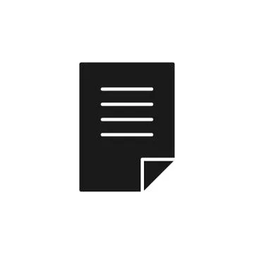 Black isolated icon of document, blank, paper on white background. Silhouette Stock Illustration