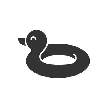 Black isolated icon of duck ring rubber on white background. Silhouette of ri Stock Illustration