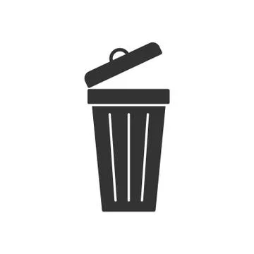 Black isolated icon of dust bin on white background. Silhouette of bin for tr Stock Illustration