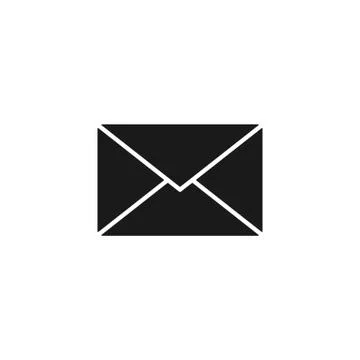 Black isolated icon of envelope on white background. Silhouette of postal env Stock Illustration