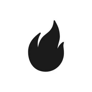 Black isolated icon of fire, flame on white background. Silhouette of bonfire Stock Illustration