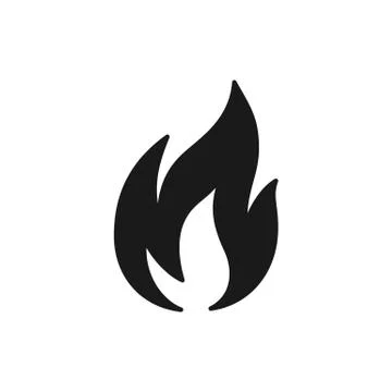Black isolated icon of fire, flame on white background. Silhouette of bonfire Stock Illustration