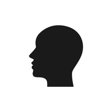 Black isolated icon of head on white background. Silhouette of head. Flat des Stock Illustration