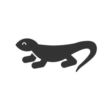 Black isolated icon of lizard on white background. Silhouette of lizard. Stock Illustration
