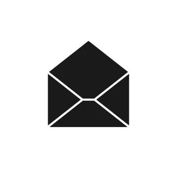 Black isolated icon of opened envelope on white background. Silhouette of pos Stock Illustration