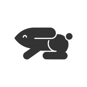 Black isolated icon of rabbit on white background. Silhouette of hare. Stock Illustration