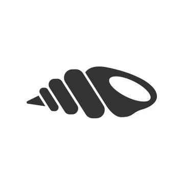 Black isolated icon of seashell on white background. Icon of sea shell. Stock Illustration