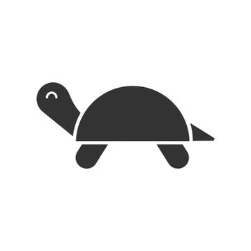 Black isolated icon of turtle on white background. Silhouette of tortoise. Stock Illustration
