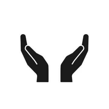 Black isolated icon of two hands on white background. Silhouette of hands. Fl Stock Illustration