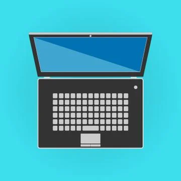 Black isolated laptop front side. Stock Illustration