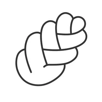 Black isolated outline icon of braid bread on white background. Line Icon of  Stock Illustration