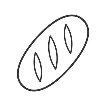 Black isolated outline icon of bread on white background. Line Icon of loaf. Stock Illustration