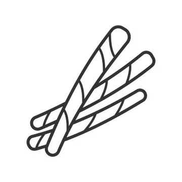 Black isolated outline icon of bread sticks on white background. Line Icon of Stock Illustration