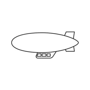 Black isolated outline icon of dirigible on white background. Line Icon of si Stock Illustration
