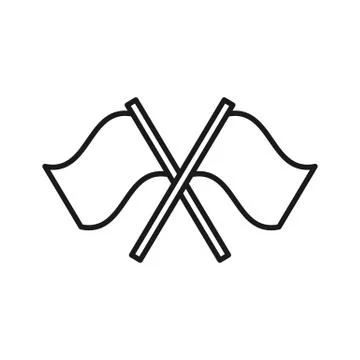 Black isolated outline icon of flags on white background. Line Icon of two wa Stock Illustration