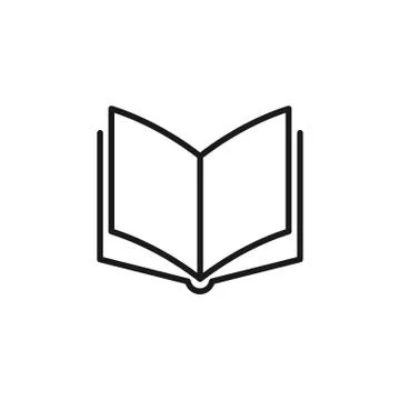 Black isolated outline icon of open book on white background. Line Icon of bo Stock Illustration