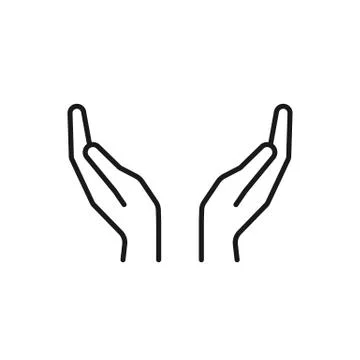 Black isolated outline icon of two hands on white background. Line Icon of tw Stock Illustration