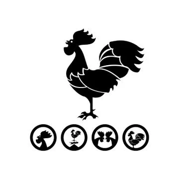 Black isolated rooster Stock Illustration