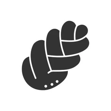 Black isolated silhouette of braid bread on white background. Icon of challah Stock Illustration