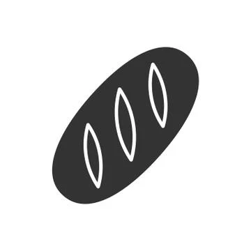 Black isolated silhouette of bread on white background. Icon of loaf. Stock Illustration
