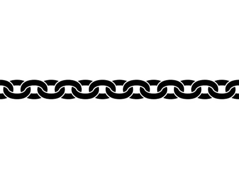 Black isolated silhouette of chain on white background. Seamless pattern of c Stock Illustration