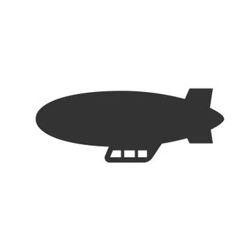 Black isolated silhouette of dirigible on white background. Icon of side view Stock Illustration