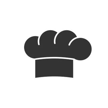Black isolated silhouette of hat of chef on white background. Icon of cook ca Stock Illustration
