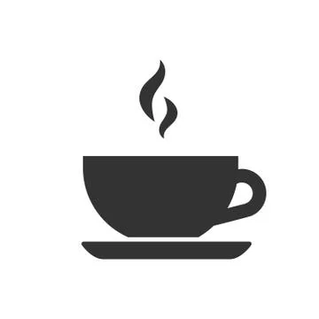 Black isolated silhouette of tea cup on white background. Icon of teacup. Stock Illustration