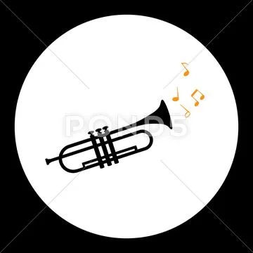 Black isolated trumpet or tube musical instrument eps10 Stock Illustration