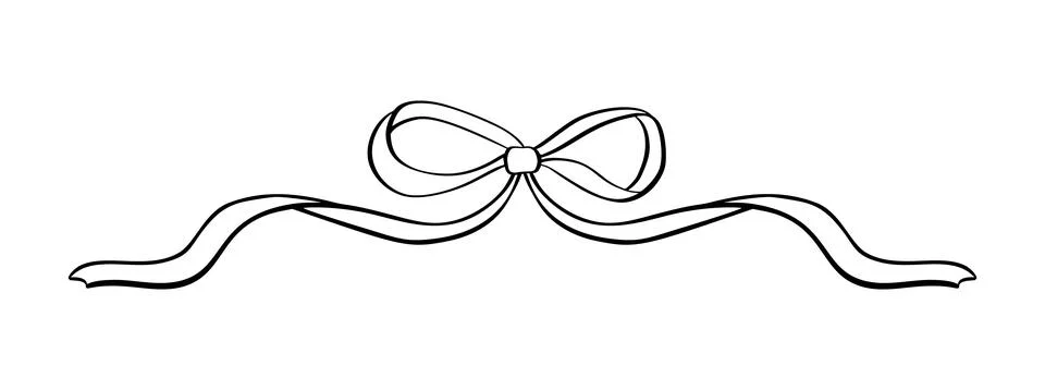 Black isolated vector ribbon bow illustration for gifts celebrations holidays Stock Illustration