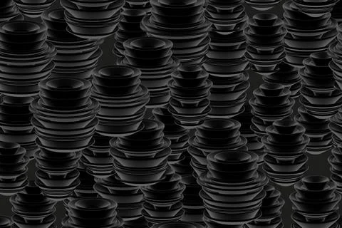 Black Isometric Concentric Ring Seamless Pattern Stock Illustration