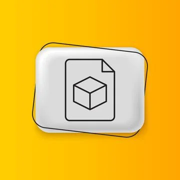 Black Isometric cube file icon isolated on yellow background. Geometric cub.. Illustrazione stock
