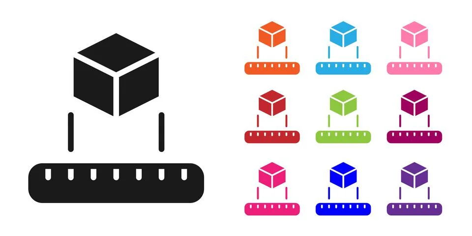 Black Isometric cube icon isolated on white background. Geometric cubes solid Stock Illustration