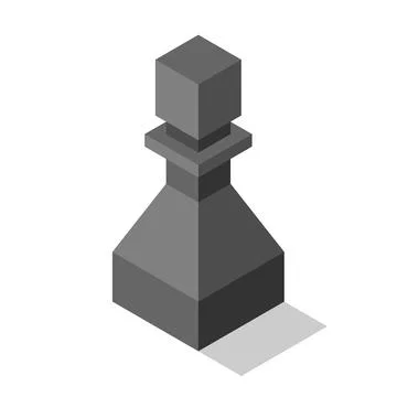 Black isometric pawn isolated Stock Illustration