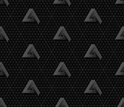 Black Isometric Seamless Pattern.  Illustrazione stock