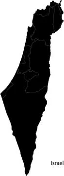 Black Israel map Stock Illustration