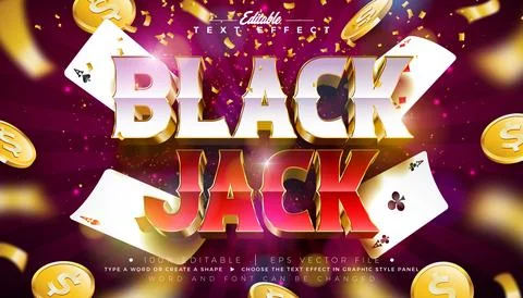 Black Jack Editable Text Effect Design Vector Graphic Style with Shadow and G Illustrazione stock