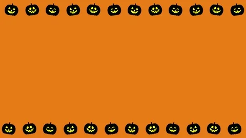 Black Jack O Lantern Pumpkin Frame Border Loop on Orange Halloween Background Stock Footage 343829632