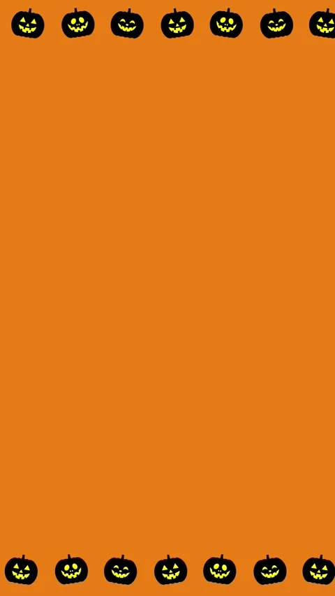 Black Jack O Lantern Pumpkin Frame Border Loop on Orange Halloween Background Video stock 343829633