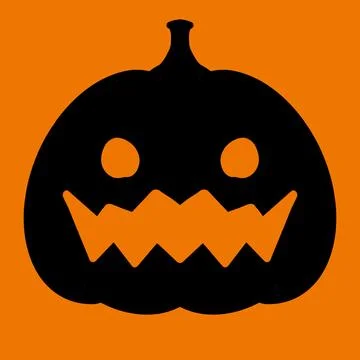 Black Jack O Lantern Pumpkin On Orange Background Stock Illustration