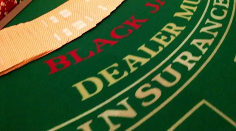 Black Jack Table Gambling Chips Cards Casino Fun Exciting Betting Lucky Dealer Stock Footage 59189267