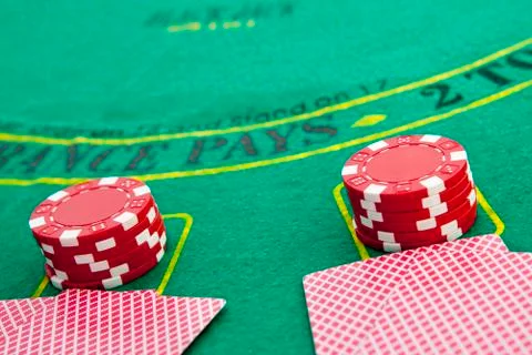 Black jack table Stock Photos