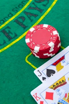 Black jack table Stock Photos