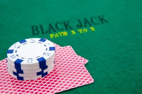 Black jack table Stock Photos