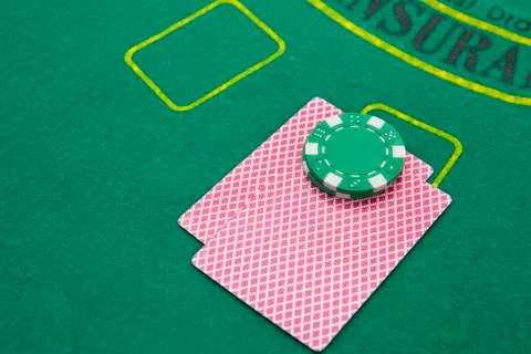 Black jack table Stock Photos