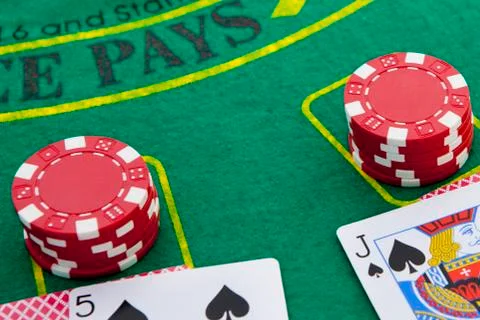 Black jack table Stock Photos