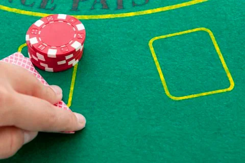 Black jack table Stock Photos