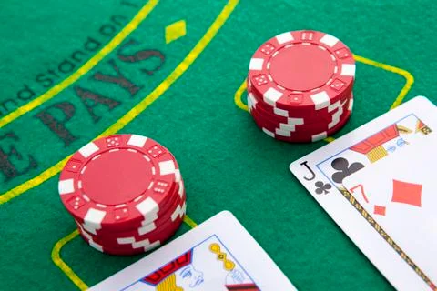 Black jack table Stock Photos