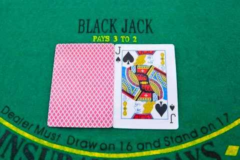 Black jack table Stock Photos