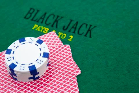 Black jack table Stock Photos